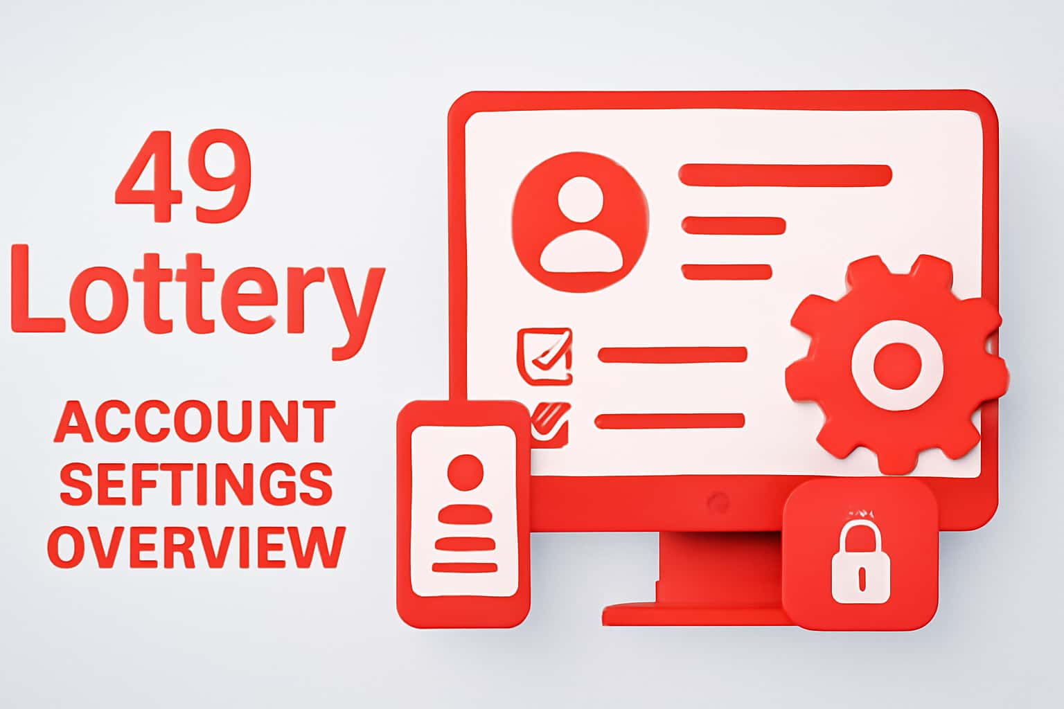 An informational scene depicting account settings features for 49 Lottery.