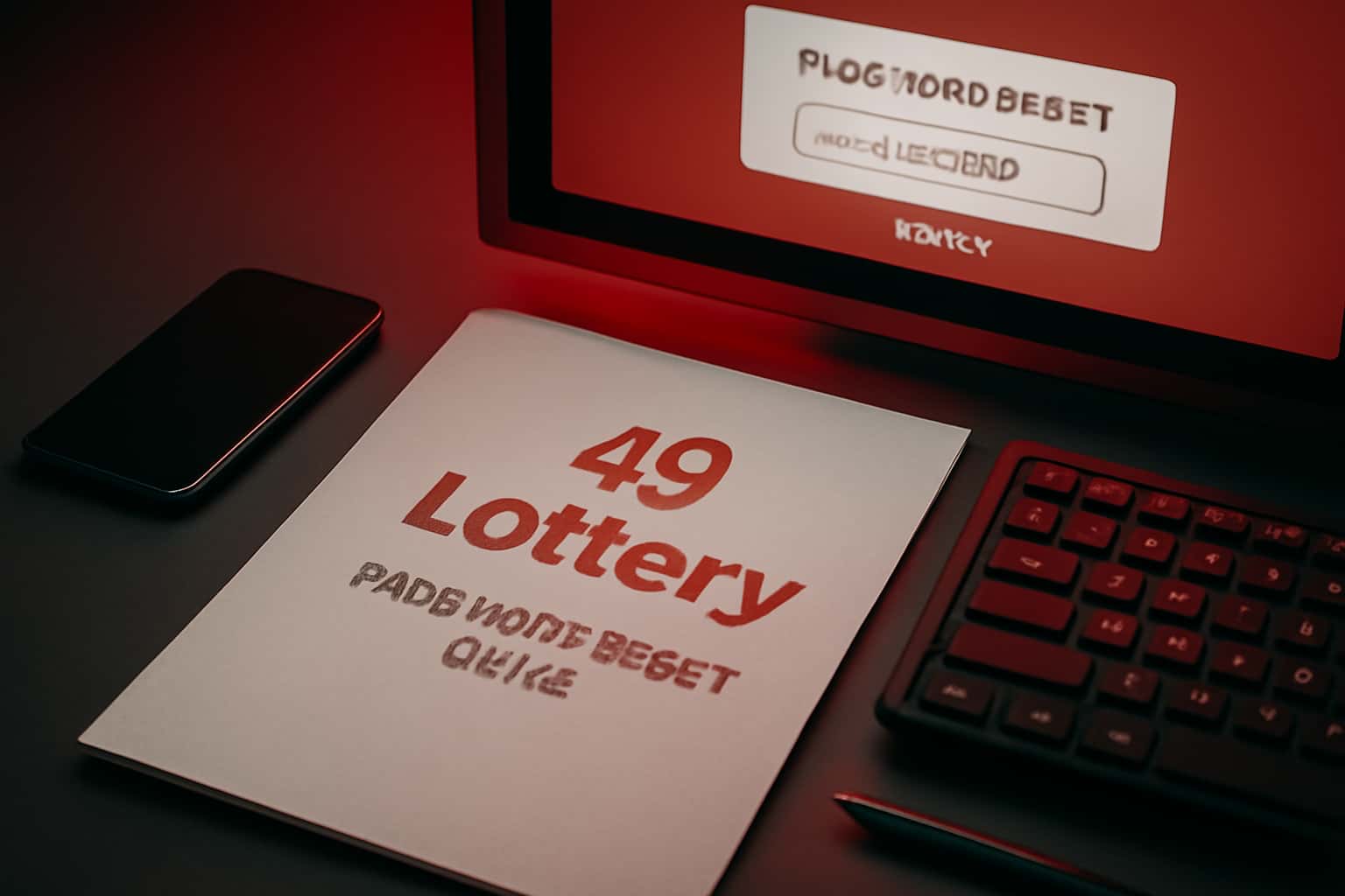 An informational scene depicting password reset for 49 Lottery.