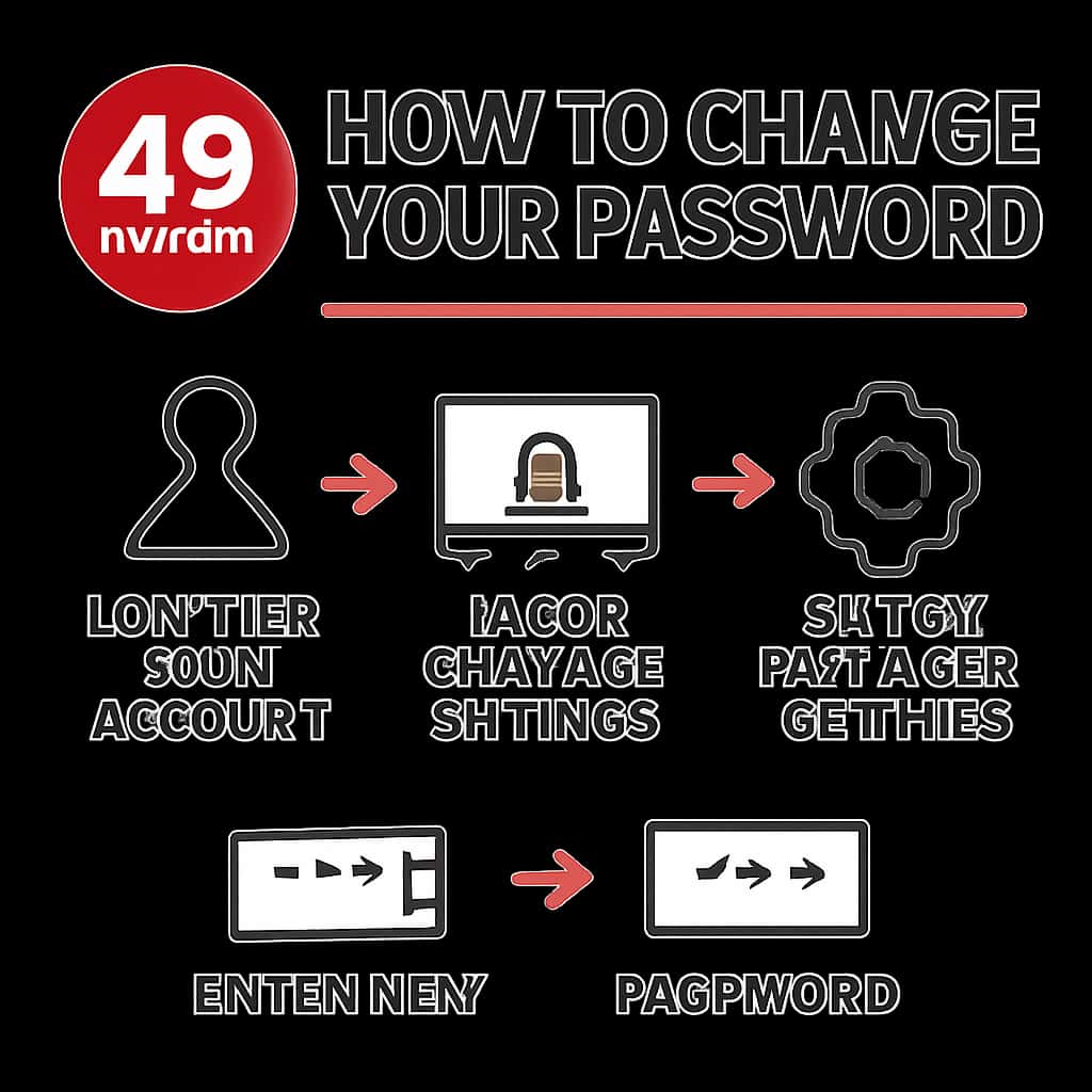 Illustration depicting the steps to change the 49 Lottery password.