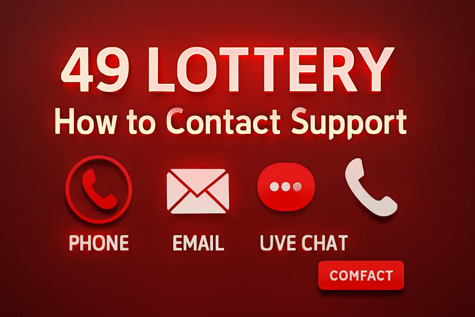 An informational scene illustrating contact methods for support regarding 49 Lottery.