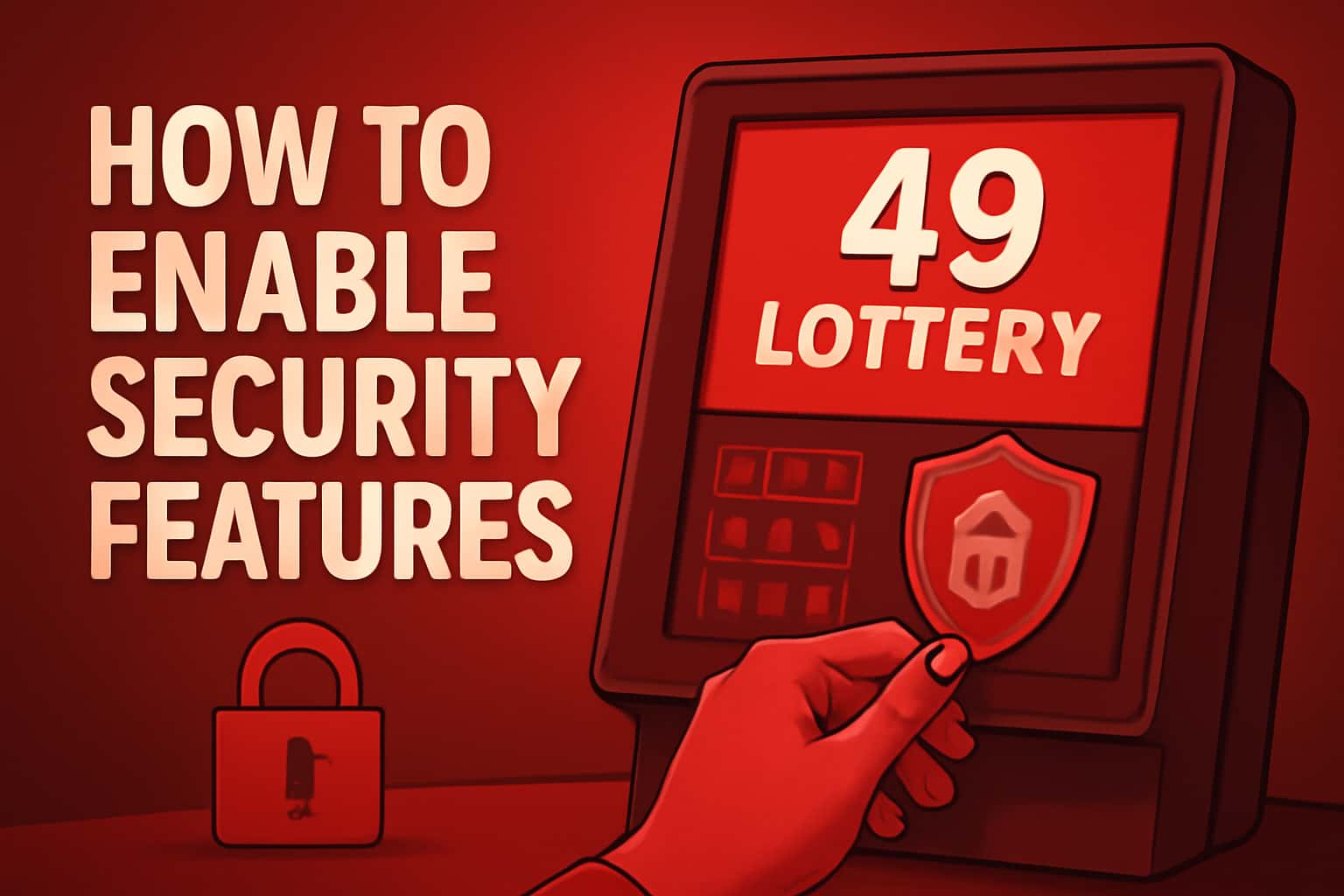 An informational scene illustrating the process of enabling security features for the 49 Lottery.