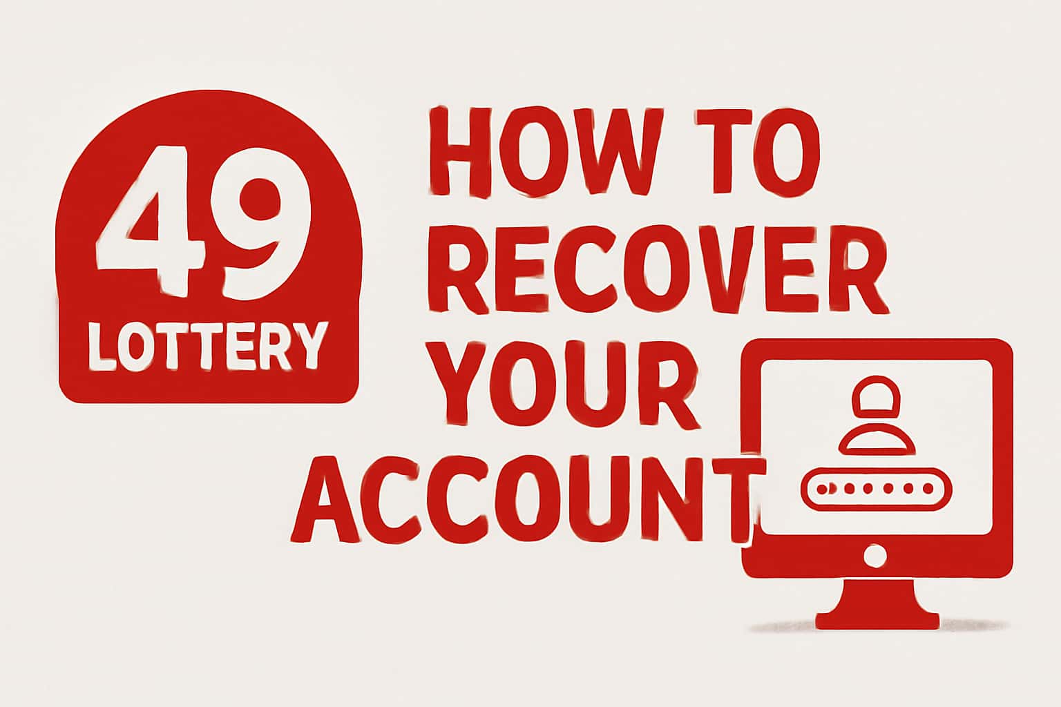 A neutral informational visualization of 49 Lottery account recovery process.