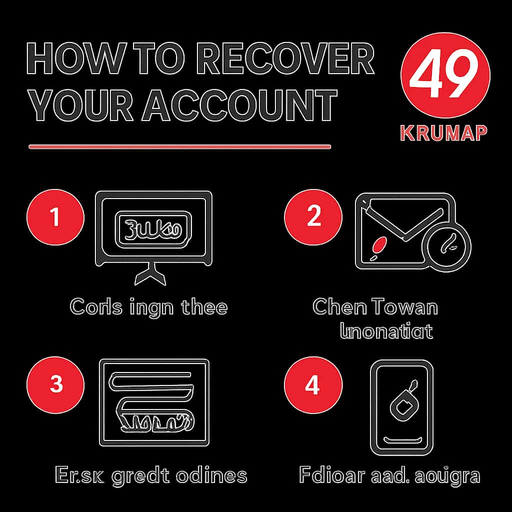 Illustration detailing the account recovery steps for 49 Lottery.