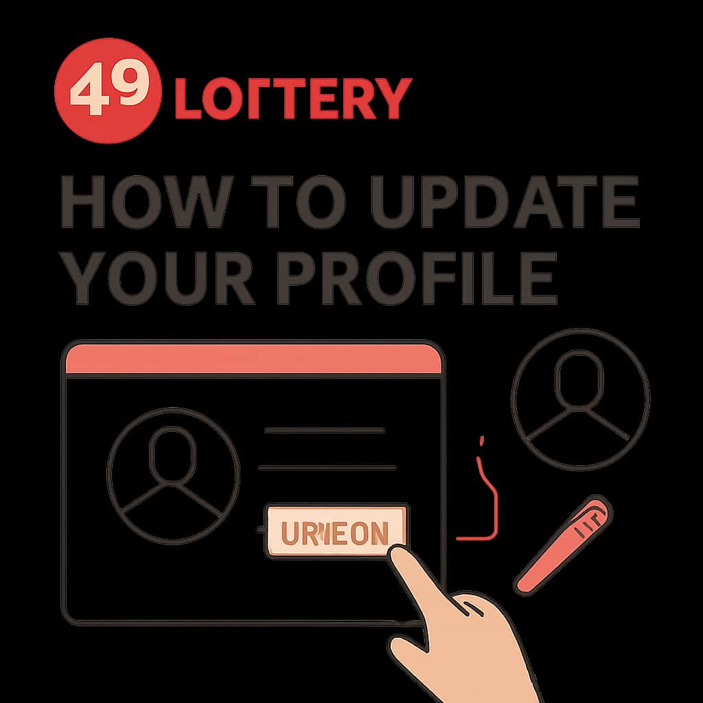 An educational diagram illustrating steps for updating a 49 Lottery profile