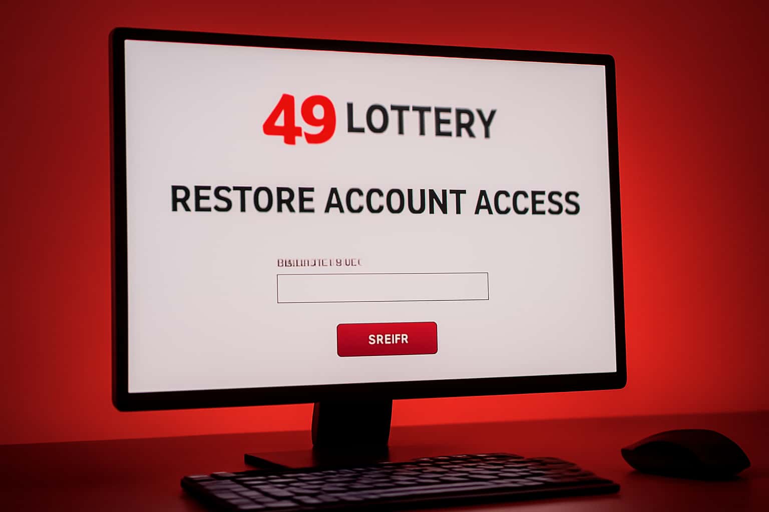 An informational scene illustrating the process of restoring access to a 49 Lottery account.