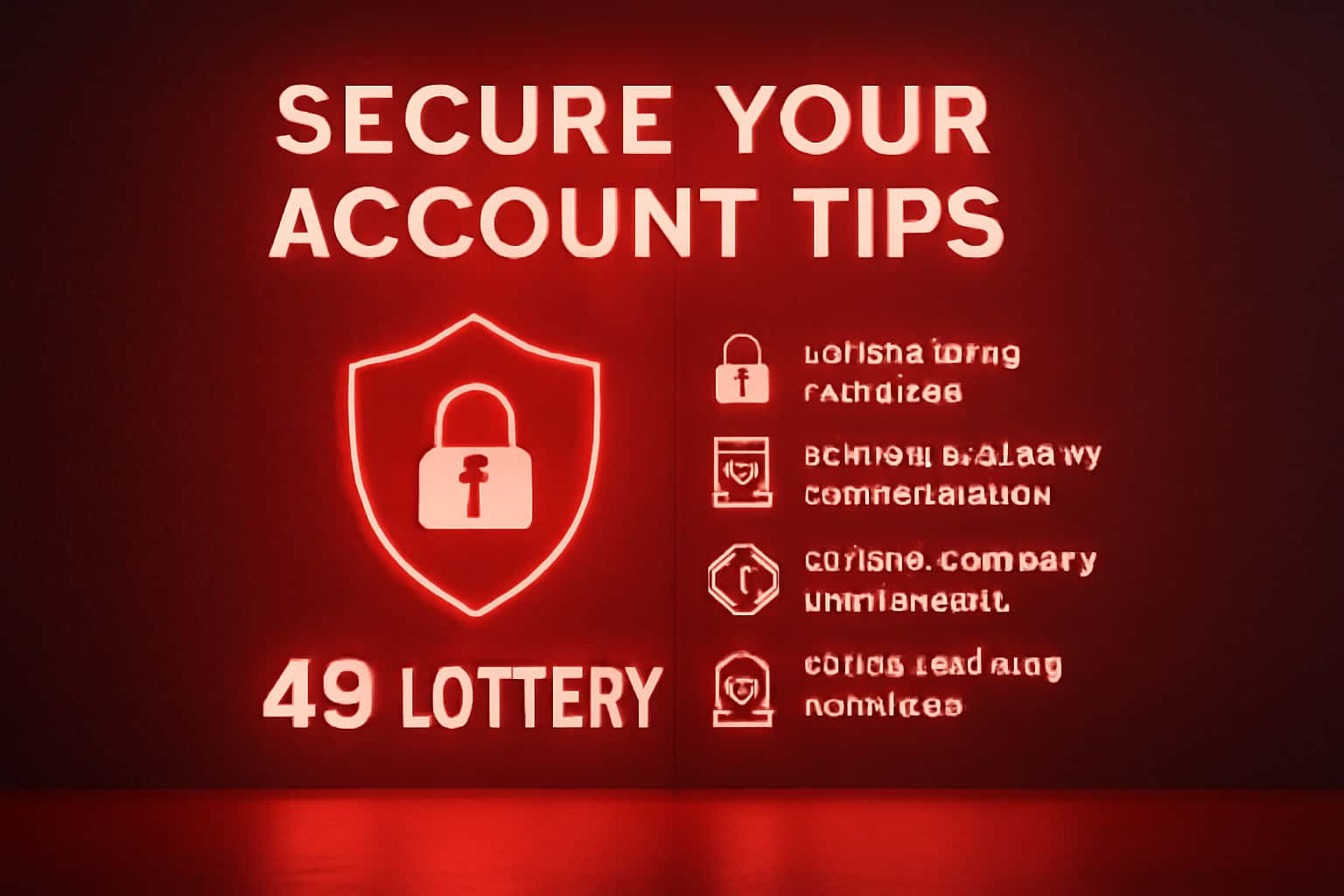 An informative representation of secure account practices for 49 Lottery.