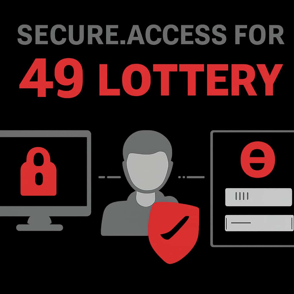 An educational diagram illustrating secure access steps for 49 Lottery accounts.